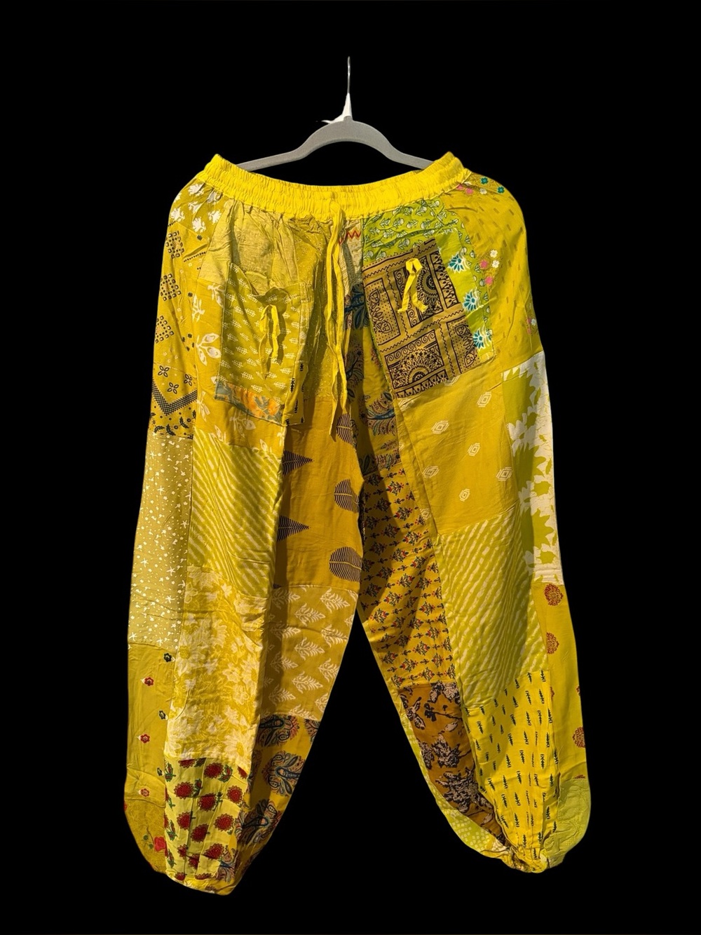 Yellow #7 NWT  100% rayon patchwork jogger pants